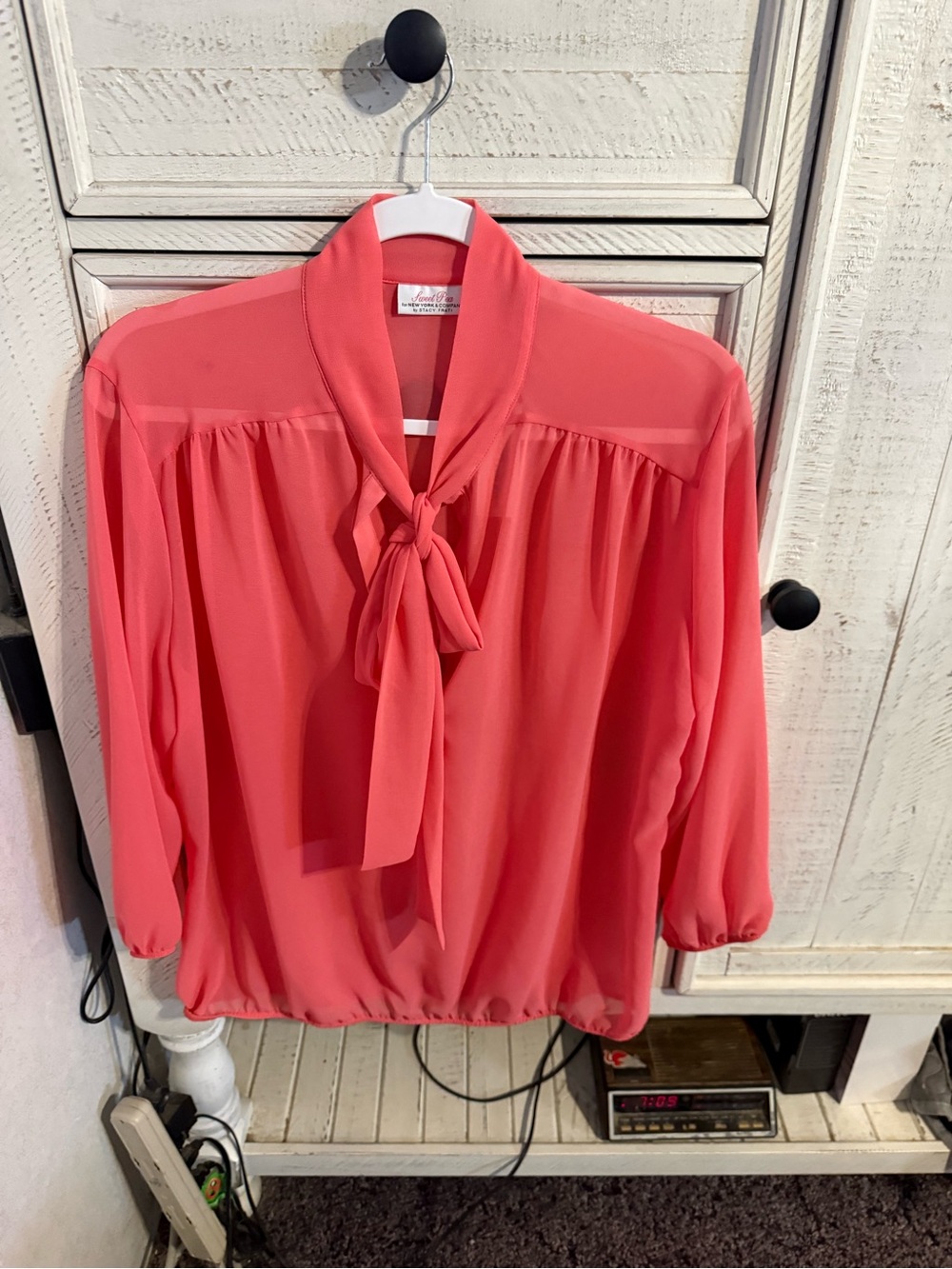 Sweet Pea Coral Tie-Neck Blouse